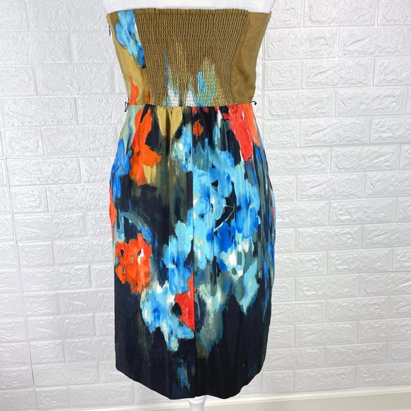 MOULINETTE SOEURS strapless abstract watercolor floral dress - SZ 10 - Picture 5 of 14
